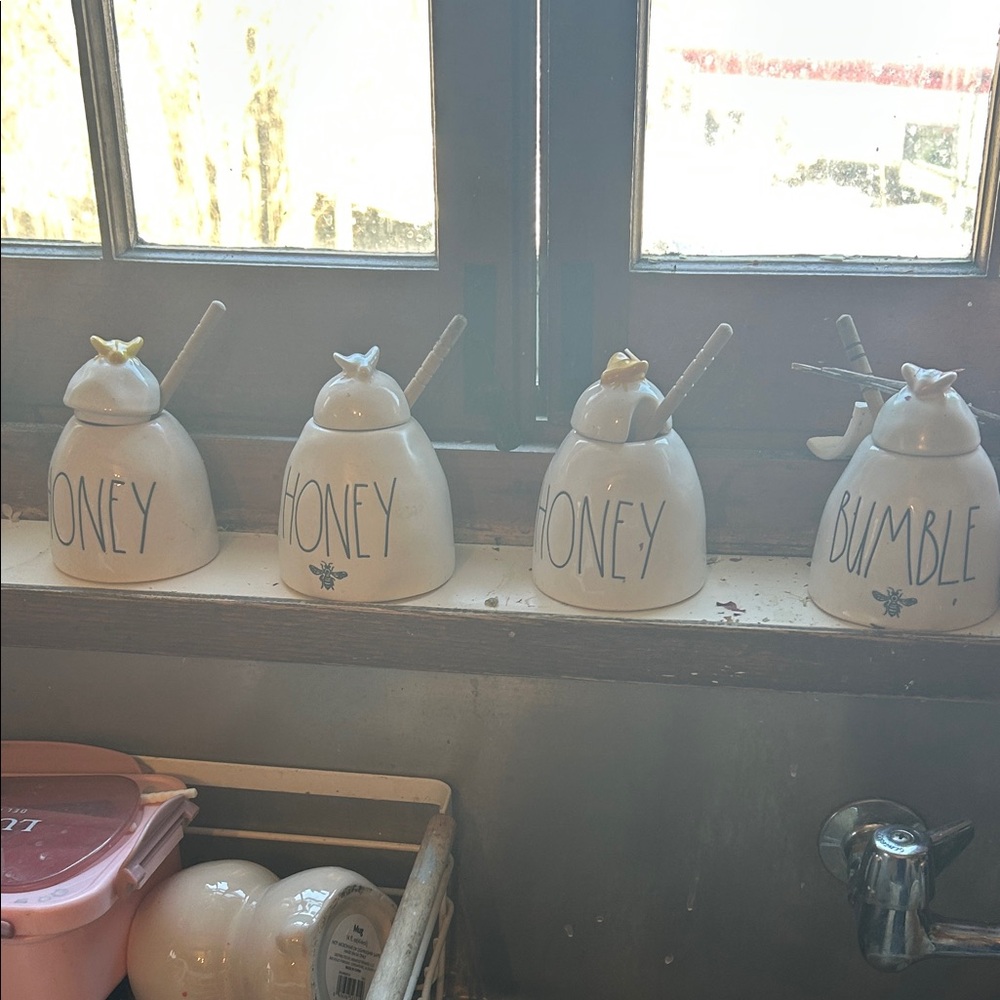 Rae Dunn White Honey and Bumble Jar Collection